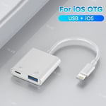 Adaptateur Otg Pour Iphone 13,12,11 Pro Max,Ipad,8 Broches Vers Usb 3.0,Câble Convertisseur Pour Ios 13 Et Supérieur,Souris,Appareil Photo,Lecteur De Carte - Type Usb And Ios