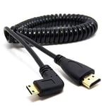 Mini HDMI to HDMI, Mini-HDMI Male to HDMI Male Converter Cable, Right & Left Angle Mini HDMI cable(Coiled Cable Right Angle)