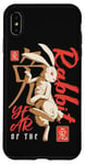 Coque pour iPhone XS Max Année du lapin Zodiaque chinois Anime Art traditionnel