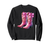 Cowgirl Boots Pink Baby Bow Preppy y2k Coquette Sweatshirt