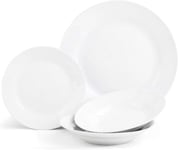 Sabichi 12pc Day to White Dinner Set - Microwave & Dishwasher Safe - 4 