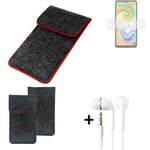 Cover for Samsung Galaxy A04s dark gray red edges Sleeve + earphones