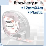 91201 12267 Compatible pour cartouche Dymo Letratag 12mm Ruban d'étiquettes en plastique Blanc pour Dymo LetraTag LT-100H Étiqueteuse 200B QX50 - Type Strawberry milk