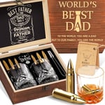 Whiskey Stones & Glasses Gift Set for Dad from Daughter Son Wife, 2 Whiskey Glasses and 6 Chilling Stone Gifts for Men Daddy Grandad Step Dad, Christmas Whisky Rocks for Father Secret Santa Presents