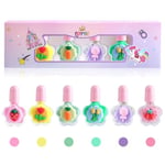 LOPHE Nail Polish Set for Kids, 6 Rainbow Colors Kids Nail Varnish Set, Non-Toxic Peel-Off Children Nail Polish Kit, Quick Dry Water-Based Kids Nail Paint, Gifts for Girls Christmas Birthday