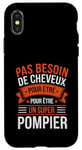 Coque pour iPhone X/XS Super Pompier Humour Cadeau Pompier Homme Chauve Pompier