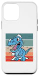 iPhone 12 mini Blue dinosaur winter scene playful fun and festive Dino snow Case