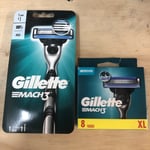 Gillette Mach 3 Razor with 1 x Blade + Mach 3 Xl Pack Of 8 Blades. Free Postage