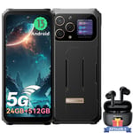 Blackview BL8000 Smartphone Incassable 5G 24Go+512Go 6.78" 8800mAh 50MP Or avec Airbuds 8(Noir)