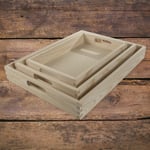Set of 3 Nest Serving Trays | Plain Decorative Pine Wood | Display Platters
