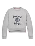 Tommy Hilfiger Kids' New York Logo Crew Neck Sweatshirt, Light Grey Heather