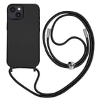 Coque Cordon iPhone 14 Plus Semi-rigide avec Lanière Tour du Cou 80cm noir