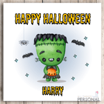 Personalised Frankenstein Halloween Card Son Daughter Grandson Granddaughter