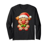 Funny Gingerbread Man Pig Christmas Womens Mens Kids Long Sleeve T-Shirt