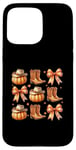 Coque pour iPhone 15 Pro Max Bottes citrouille Western Autumn Vibes Cozy Season Automne