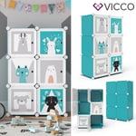 Armoire-penderie pour enfant Vicco, étagère DIY modulable, 6 compartiments, trin