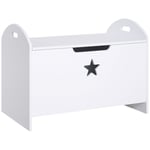 Kids Childrens Toy Box Storage Chest Wooden Side Handle Seat Bench White HOMCOM 