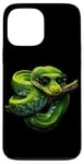 Coque pour iPhone 13 Pro Max Amoureux Drôles De Python D'arbre Vert, Serpents, Reptiles