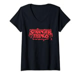 Womens Stranger Things Logo Creepy Crawly Halloween Spooky Spider V-Neck T-Shirt