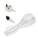 2 Meter IEC C5 Cloverleaf Connector to UK Plug Power Supply Cord Cable Lead for Printers, Scanner, Computer, PC, Laptop Notebook Charger Adapter - White