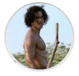 Round coaster, an image of a bare chested Ross Poldark/Aiden Turner