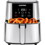 Chefman TurboFry® Touch Air Fryer, XL 7.5 Litre Family Size, 1800W Power, 4 Presets, Uses No Oil, Nonstick Dishwasher-Safe Parts, Automatic Shutoff, Stainless Steel, Uk