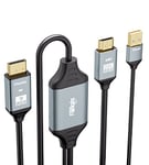 8K Câble HDMI vers Displayport alimenté par USB pour Xbox Series X, PS4, PS5, PS4 Pro, Fairkabe HDMI 2.1 Source vers Display Port 1.4 Câble adaptateur 2 m, unidirectionnel HDMI mâle vers DP mâle