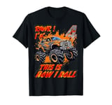 Cool 4 Year Old 4th Birthday kids Monster Truck Car T-Shirt