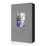 Lanpn Album Photo 10x15 300 Pochette, Lin Tissu Album pour Horizontal Photos (Gris)