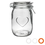 Heart Glass Storage Jar 1 Litre Clear Seal