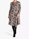 chesca Heart Print Dress, Stone/Leopard