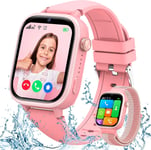 Montre Connectée Enfant 4g, Smartwatch Téléphone Avec Ip68 Étanche, Carte Sim, Sos, Bracelet Gps, Chat, Appel Vidéo, Mode Classe, Podomètre, Sommeil, Réveil, Montre Intelligente Enfants Rose