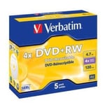 Verbatim boîte de 5 dvd + rw 4 x 4,7 go 43229