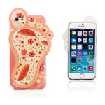 Apple 3D Foot (Punaiset Kukat) iPhone 6 Suojakuori Monivärinen