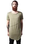 Urban Classics Men's Long Open Edge Front Zip Tee T-Shirt, Green-Grün (lightolive 729), X-Large