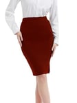 DGSHIRLDJO Jupe Femme Midi Jupe Taille Haute Crayon Jupe Courte Noire Extensible pour Bureau Décontracté (FR/ES, Alpha/Lettres, S, Taille Normale, Taille Normale, Rouge)