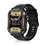 Montre Connectée Homme avec Appel Bluetooth Montre Intelligente 110+ Modes Sportifs Fréquence Cardiaque Sommeil Trackers d'activité Météo Militaire Smartwatch IP68 Étanche pour Android iOS (Noir)