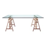 Magis - Teatro Table 200x90 Beech trestles/Tempered glass top - Matbord - Marc Berthier - Röd,Träfärgad - Glas/Trä