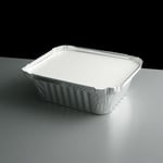 100 Silver Aluminium Foil Containers & Lids Size 2 Trays Takeaway Indian Chinese