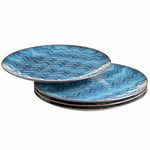 MÄSER 935073 Aquamarine Lot de 4 grandes assiettes de présentation avec glaçure passionnante en céramique, idéales également comme assiettes à pizza et assiettes de service, grès, bleu