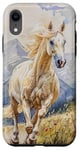 Coque pour iPhone XR Aquarelle Running Palamino Horse in Meadow