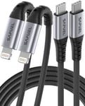 SAFUEL USB C to Lightning Cable Real Apple MFi Certified 2Pack 2M2M PD Type C to