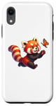 iPhone XR Funny Red Panda Graphic Red Panda Playing with Butterflies Case