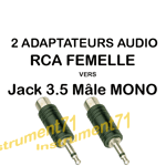 2 Adaptateurs RCA Femelle vers Jack 3,5 Mâle MONO Capot Plastique