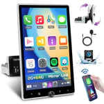 [2G+64G] Hikity Autoradio 1 Din Android13 avec Écran Rotatif, avec Carplay sans Fil Android Auto 10,4 Pouces Poste Radio avec GPS Navi Bluetooth WiFi RDS FM MIC Caméra de Recul