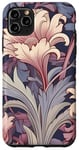 Coque pour iPhone 11 Pro Max Motif floral Art nouveau crème, mauve, bleu marine, stylisé