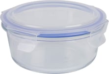 Boîte Alimentaire,Boîte De Conservation En Verre Borosilicaté Avec Couvercle En Plastique Env.600 Ml, Env.15 Cm,Hauteur Env.7 Cm,Transparent/Bleu