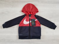 NIKE boys 12 months THERMA DRI-FIT HOODED JACKET black RED hood UNISEX girls