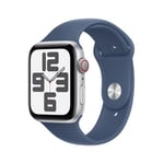 Apple Watch SE GPS + Cellular 44 mm Boîtier en Aluminium Argent avec Bracelet Sport Denim S/M version 2024