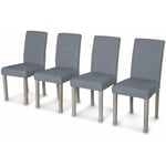 Sweeek - Lot de 4 chaises - Rita - chaises en tissu. pieds en bois cérusé. gris clairs